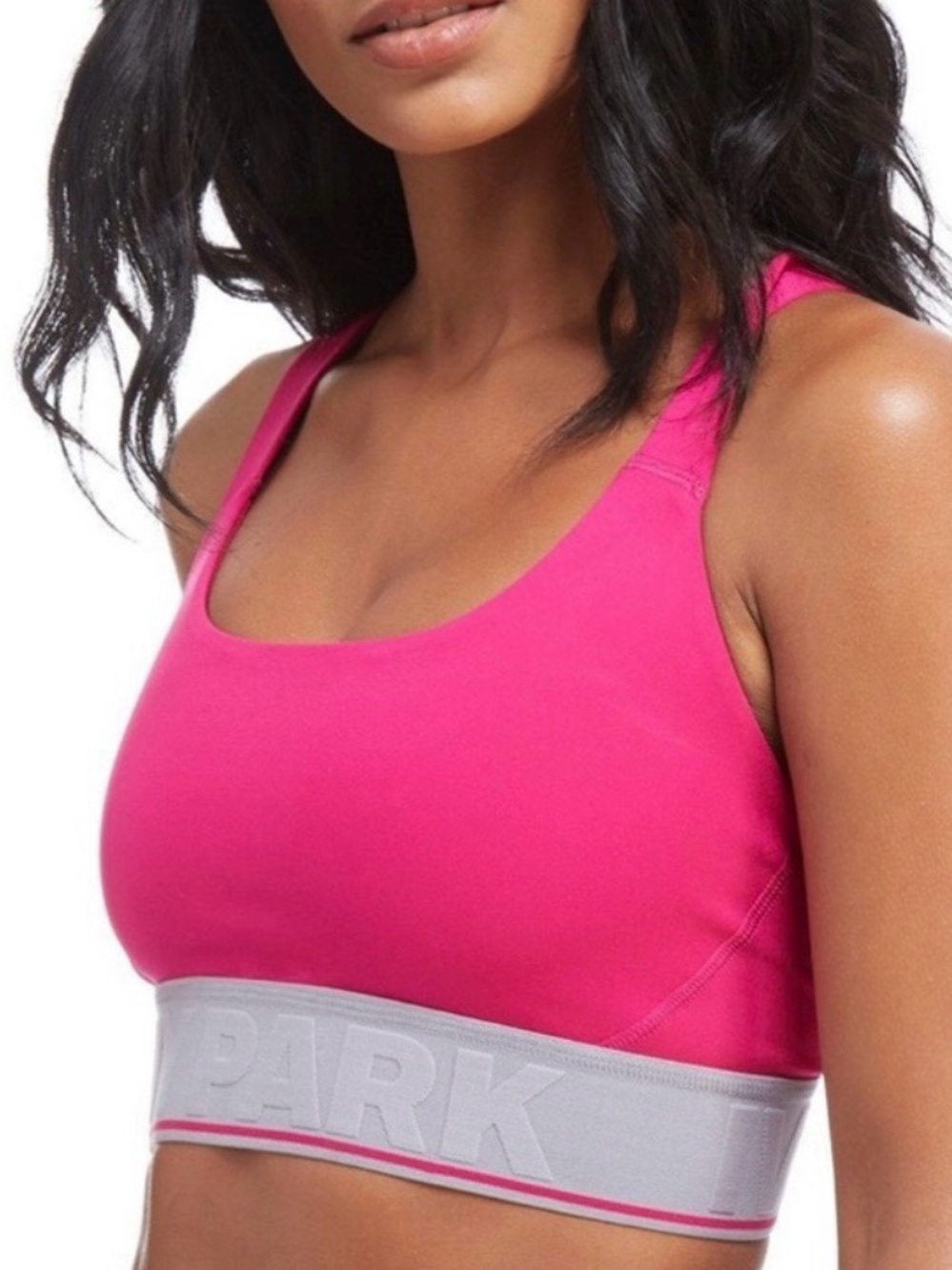 IVY PARK Pink Sports Bra with Grey Logo Band XS